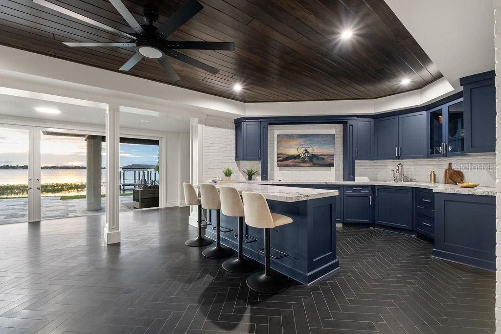 Interior, Kitchen, Recessed Lighting, Water, Wooden Ceilings