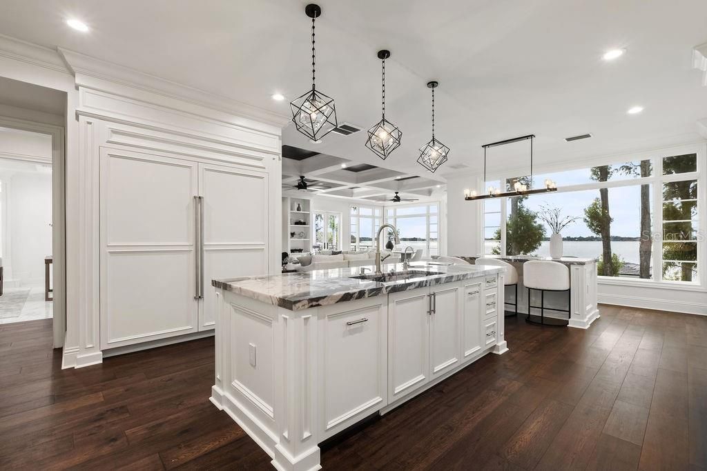 Interior, Kitchen, Pendant Lights, Recessed Lighting, Wood Texture Flooring