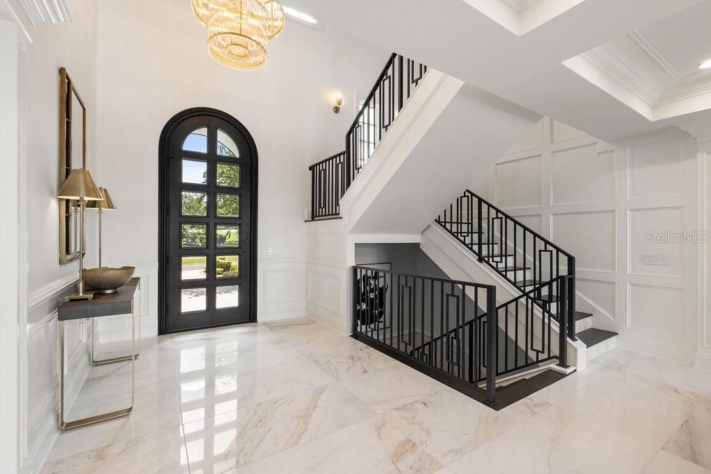 Chandelier, Interior, Marble, Recessed Lighting