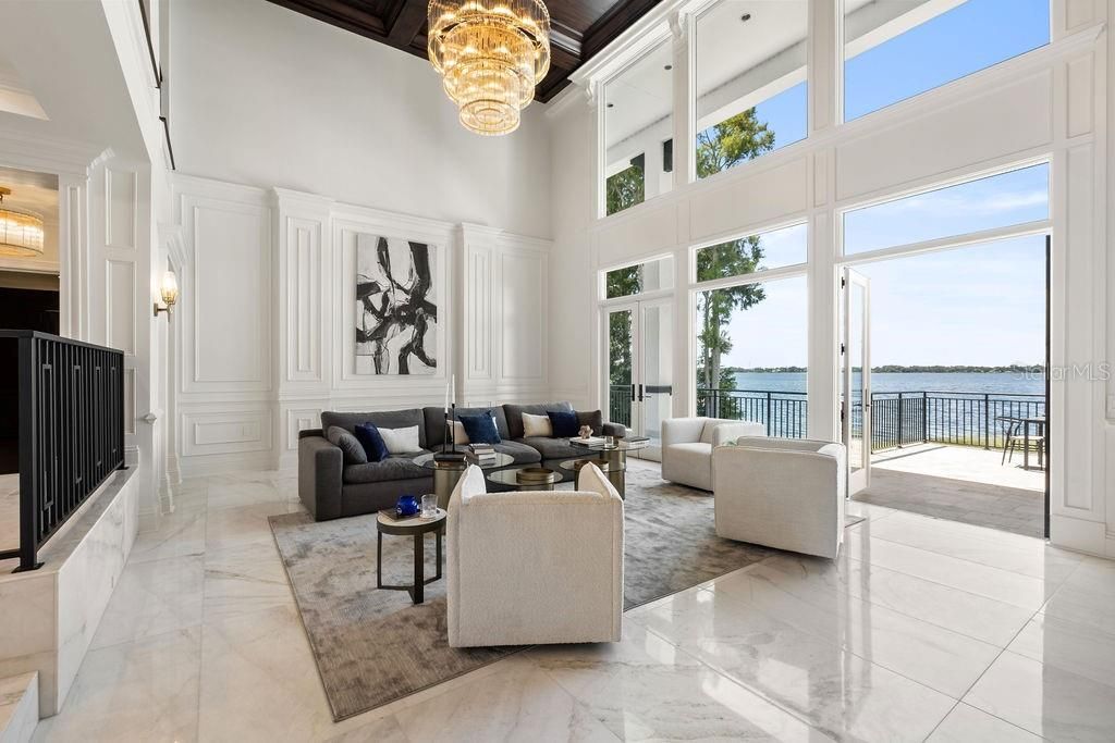 Chandelier, Interior, Living room, Marble, Water