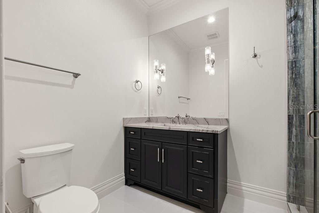 Bathroom, Glass Shower, Interior, Recessed Lighting