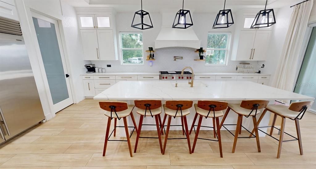 Interior, Kitchen, Pendant Lights, Wood Texture Flooring