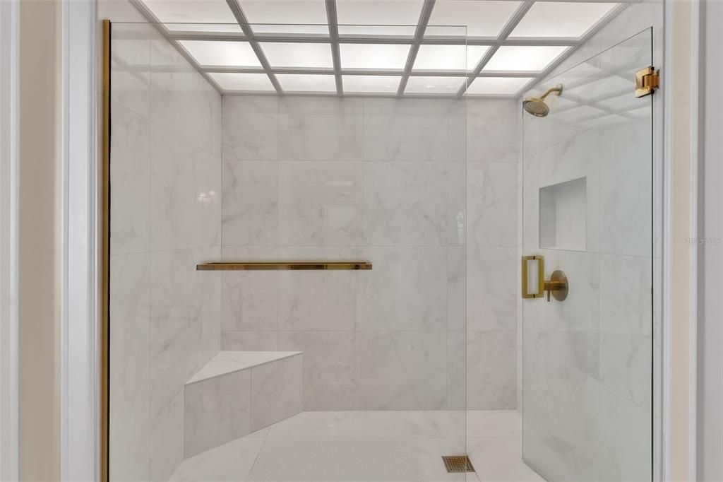 Bathroom, Glass Shower, Interior, Marble Walls