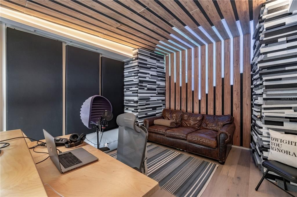 Home Office, Interior, Wood Texture Flooring, Wooden Walls