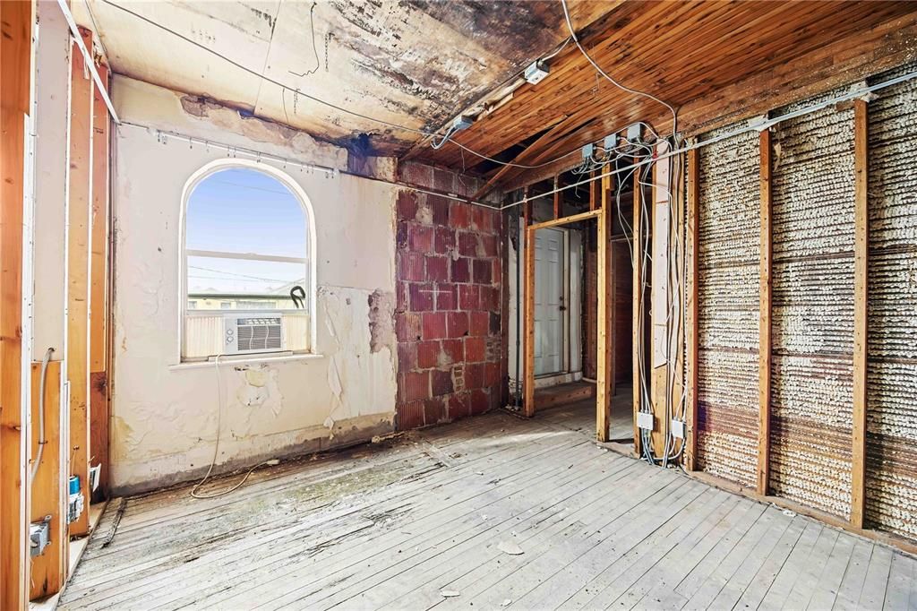 Empty room, Interior, Stone Walls, Wood Texture Flooring