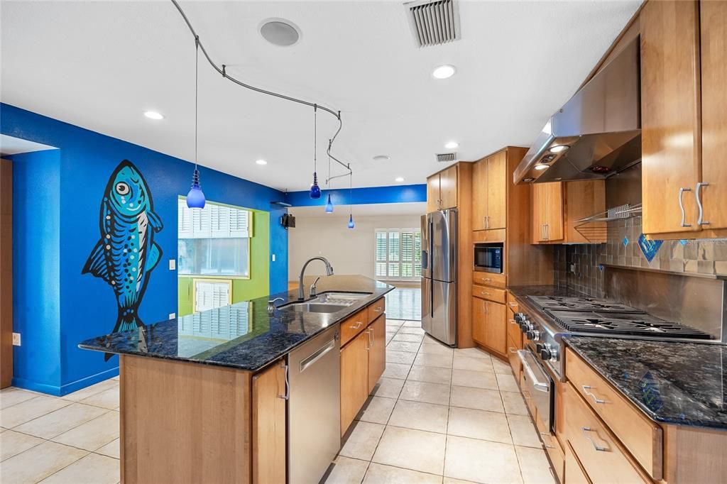 Interior, Kitchen, Pendant Lights, Recessed Lighting, Stainless Steel Appliances