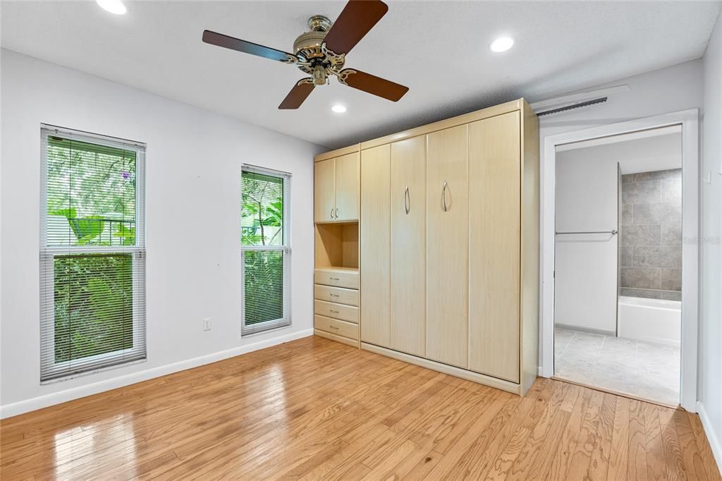 Bathroom, Empty room, Interior, Recessed Lighting, Wood Texture Flooring