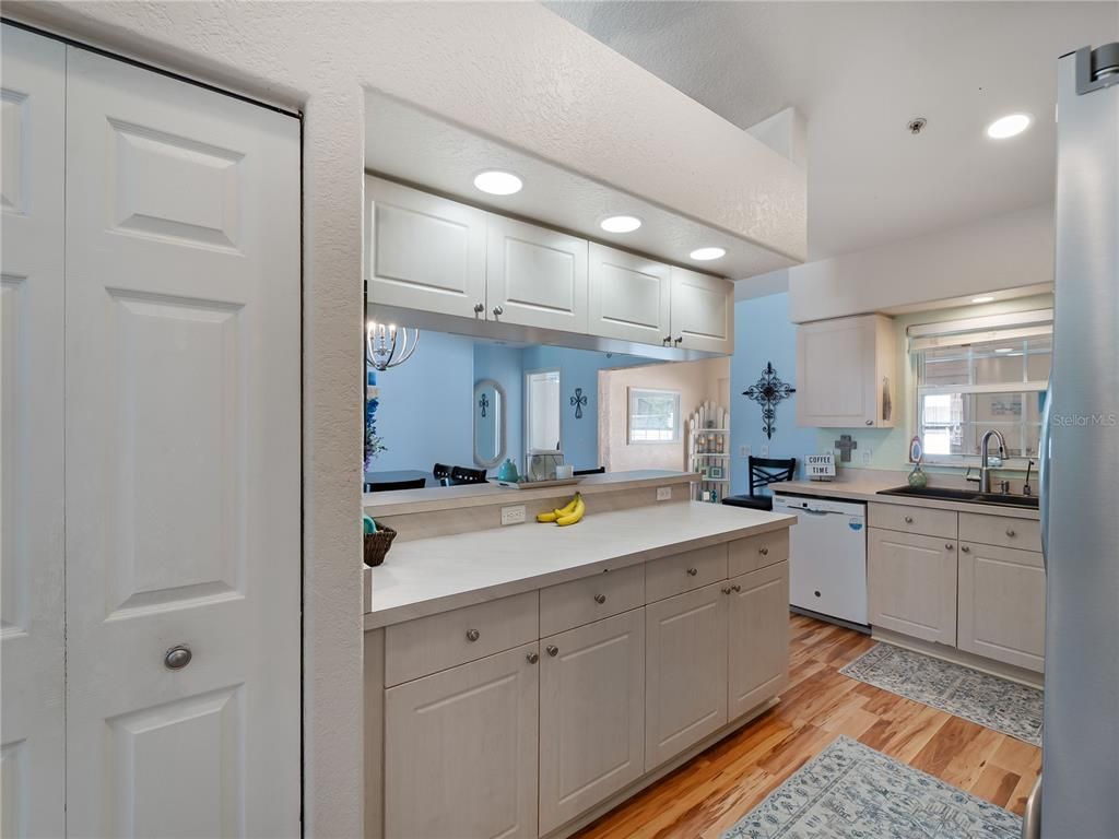 Interior, Kitchen, Recessed Lighting, Wood Texture Flooring