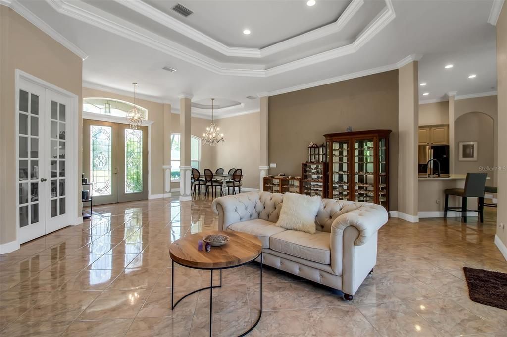 Chandelier, Dining room, Interior, Living room, Recessed Lighting
