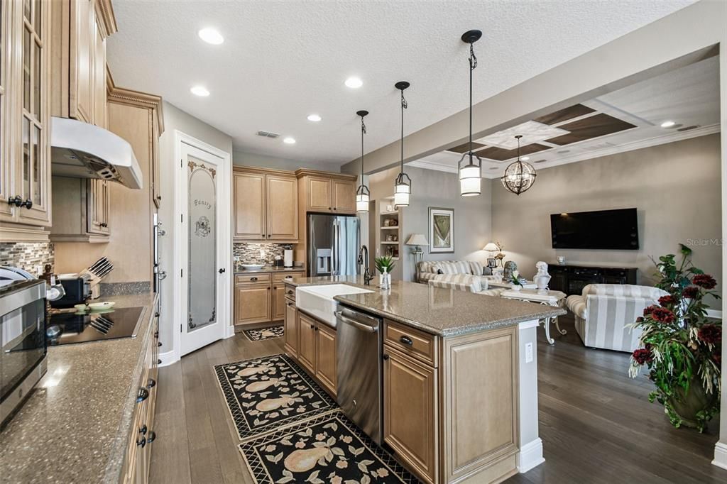Interior, Kitchen, Living room, Pendant Lights, Recessed Lighting, Stainless Steel Appliances, Wood Texture Flooring