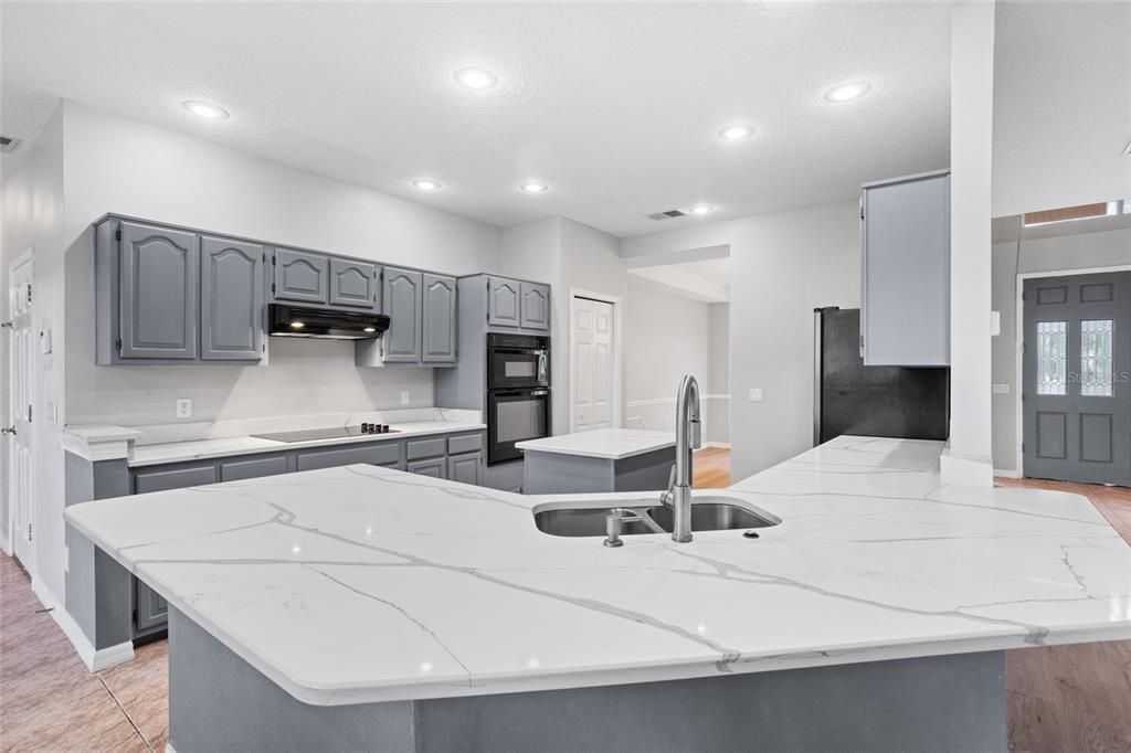 Interior, Kitchen, Recessed Lighting, Wood Texture Flooring