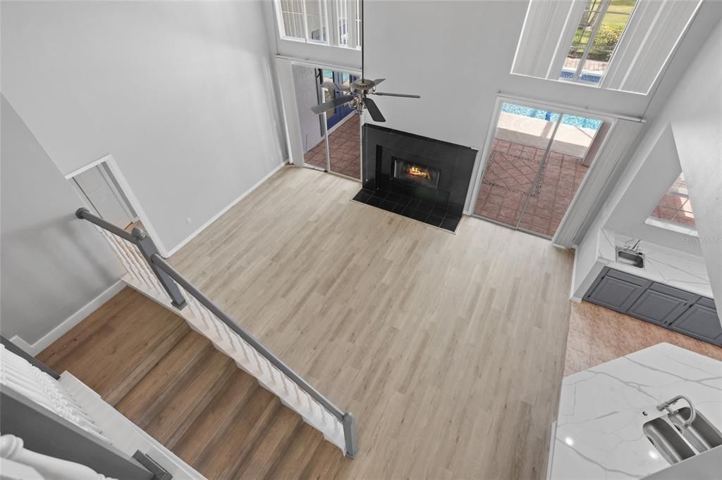 Fireplace, Interior, Wood Texture Flooring