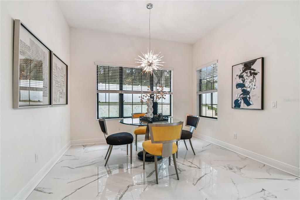 Dining room, Interior, Marble, Pendant Lights