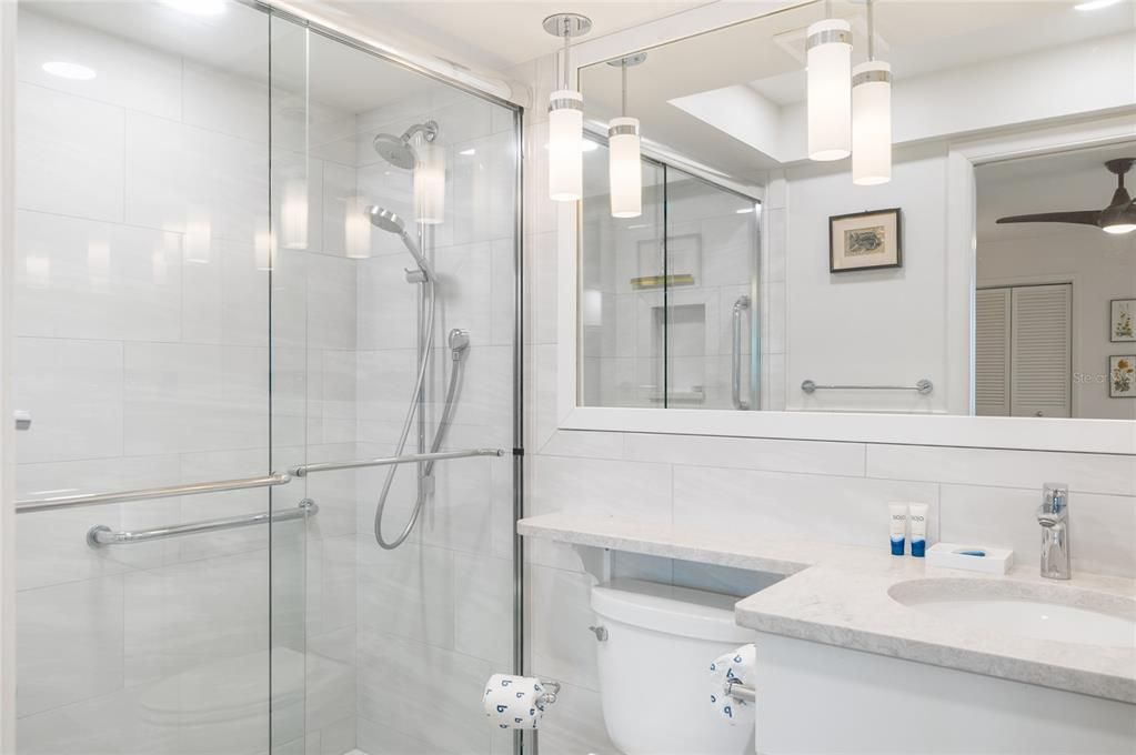 Bathroom, Glass Shower, Interior, Recessed Lighting