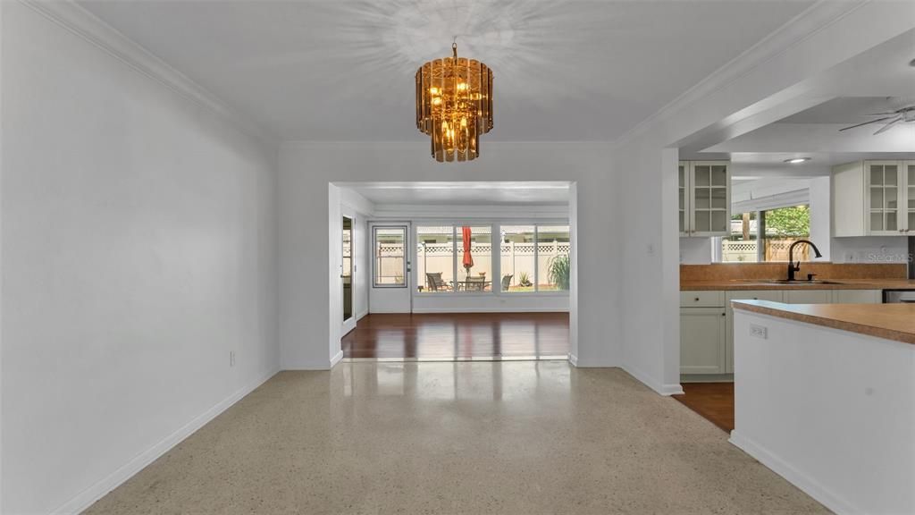 Chandelier, Empty room, Interior, Kitchen