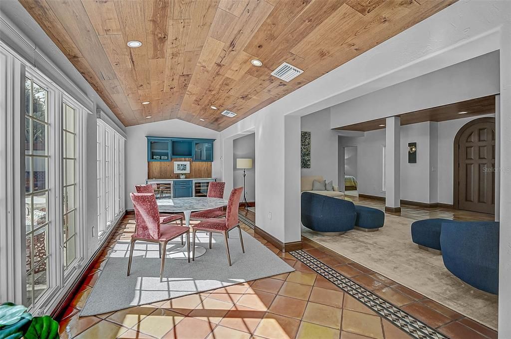 Dining room, Interior, Recessed Lighting, Wooden Ceilings