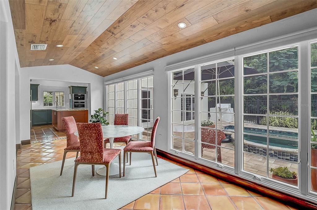 Dining room, Interior, Recessed Lighting, Wooden Ceilings