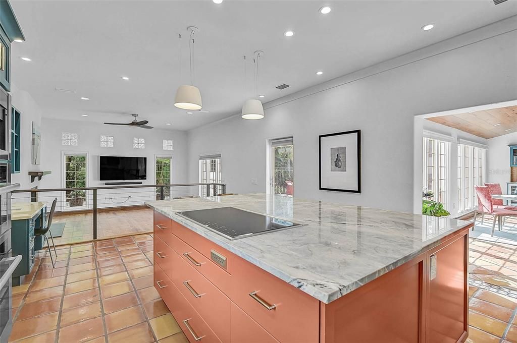 Dining room, Interior, Kitchen, Pendant Lights, Recessed Lighting, Wooden Ceilings