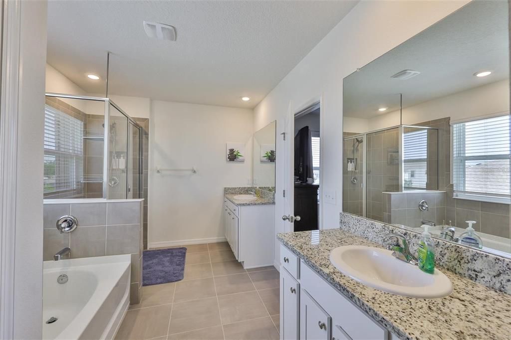Bathroom, Dual Sink Vanities, Glass Shower, Interior, Recessed Lighting