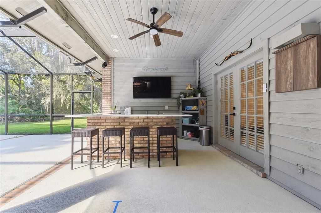 Glass Ceilings, Interior, Recessed Lighting, Stone Walls, Sun Room