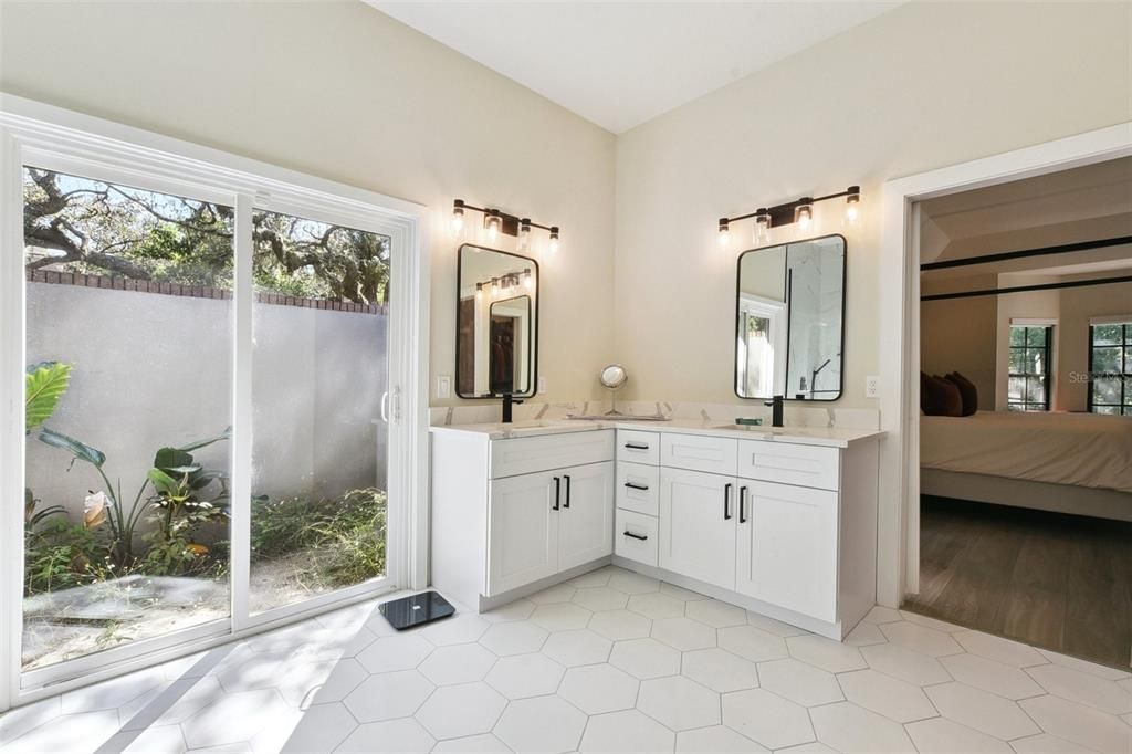 Bathroom, Dual Sink Vanities, Interior, Wood Texture Flooring