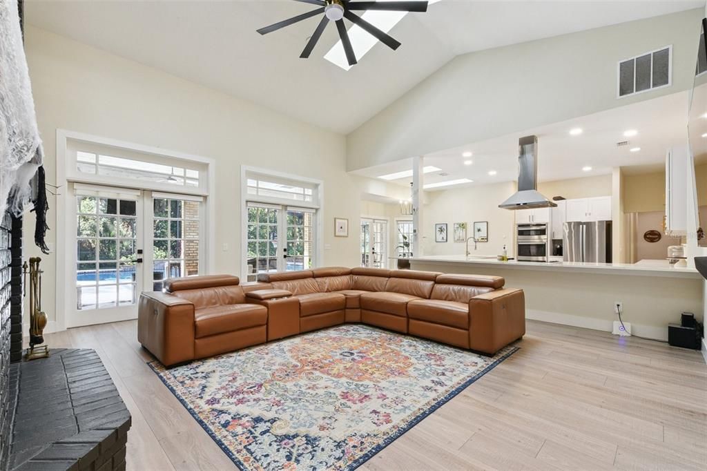 Interior, Kitchen, Living room, Recessed Lighting, Stainless Steel Appliances, Wood Texture Flooring