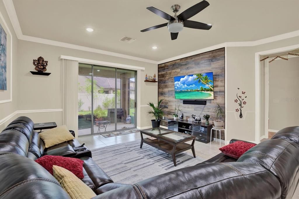 Interior, Living room, Recessed Lighting, Wooden Walls
