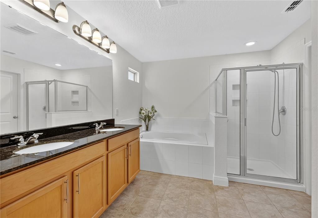 Bathroom, Dual Sink Vanities, Glass Shower, Interior, Recessed Lighting