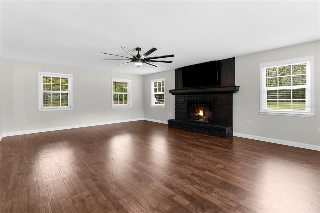 Empty room, Fireplace, Interior, Wood Texture Flooring
