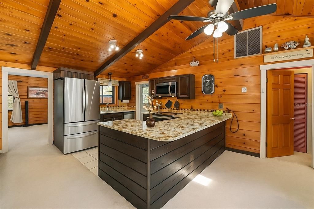 Interior, Kitchen, Stainless Steel Appliances, Wooden Beams, Wooden Ceilings, Wooden Walls