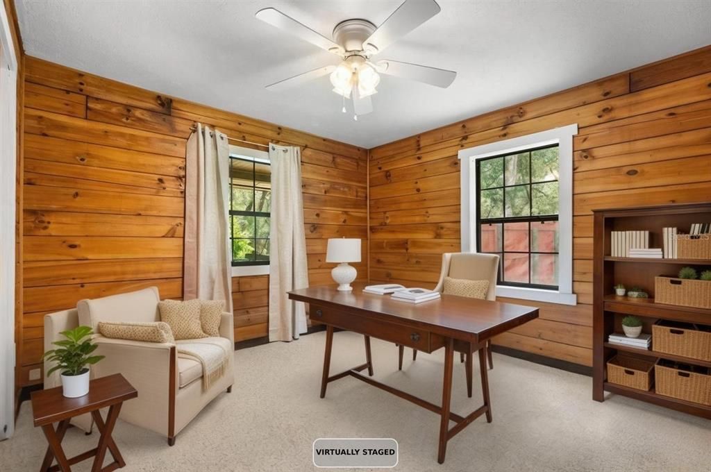 Home Office, Interior, Wooden Walls