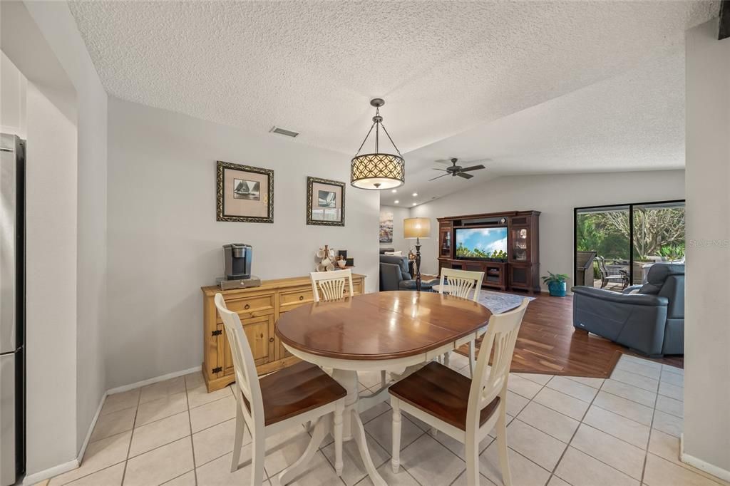Dining room, Interior, Living room, Pendant Lights, Wood Texture Flooring