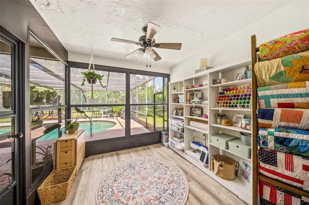 Interior, Pool, Sun Room, Wood Texture Flooring