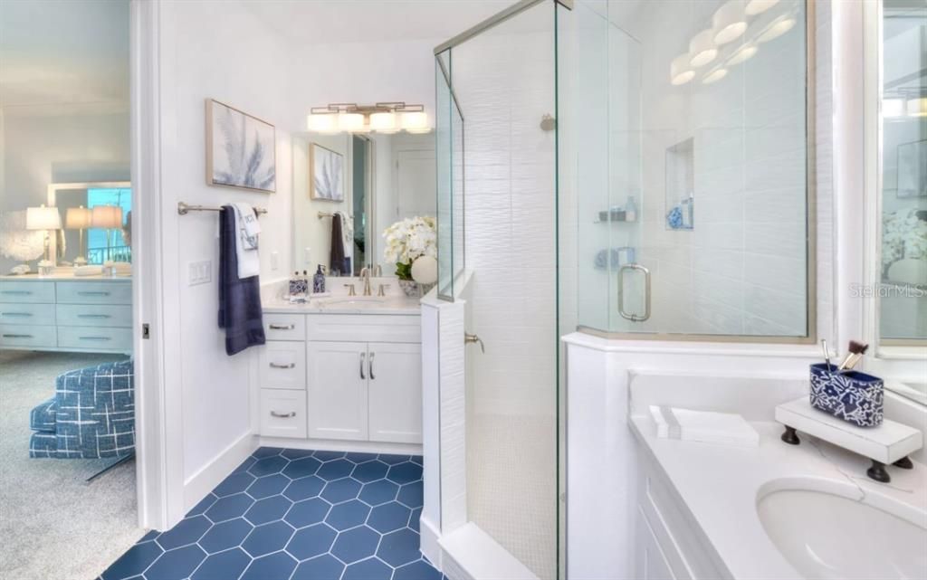 Bathroom, Dual Sink Vanities, Glass Shower, Interior