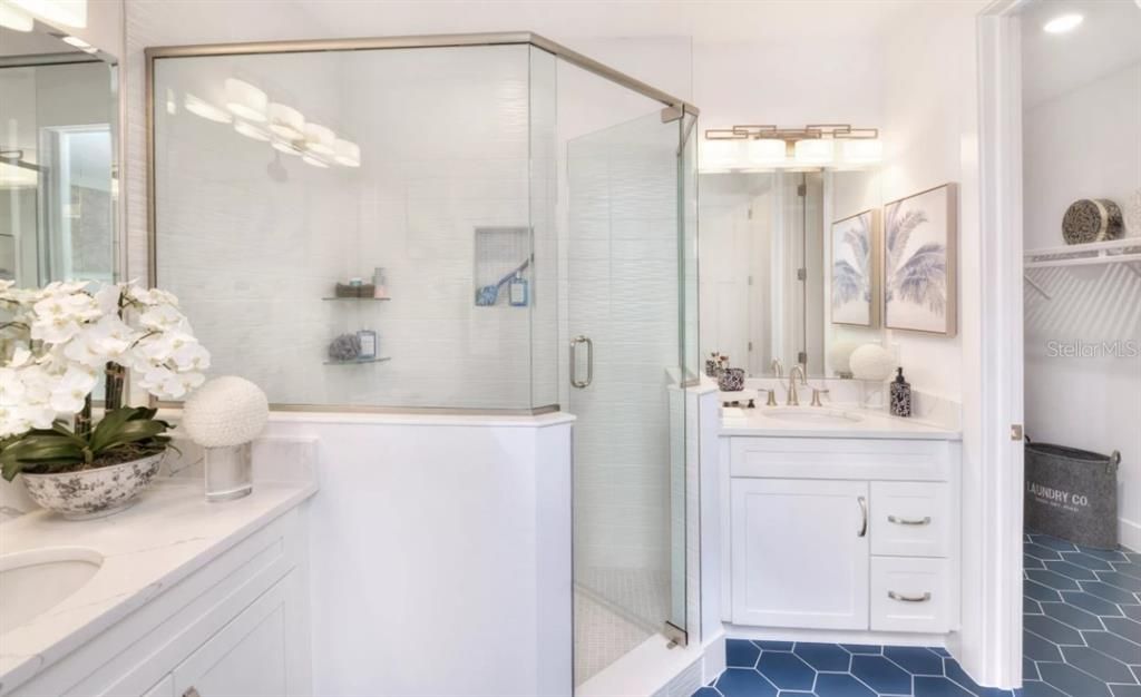 Bathroom, Glass Shower, Interior, Recessed Lighting