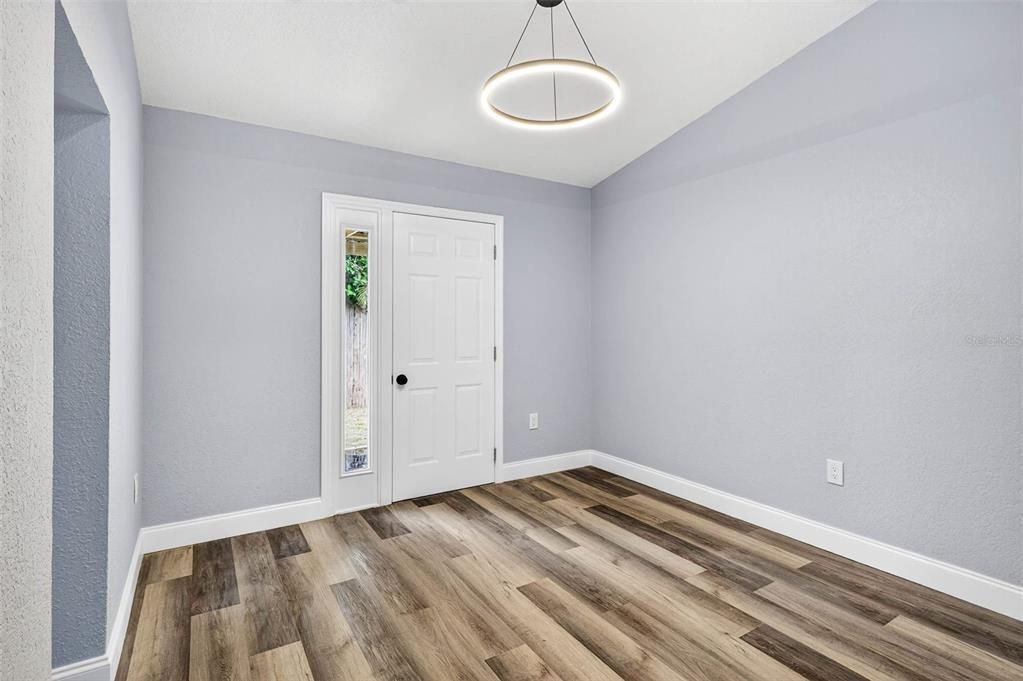 Empty room, Interior, Pendant Lights, Wood Texture Flooring