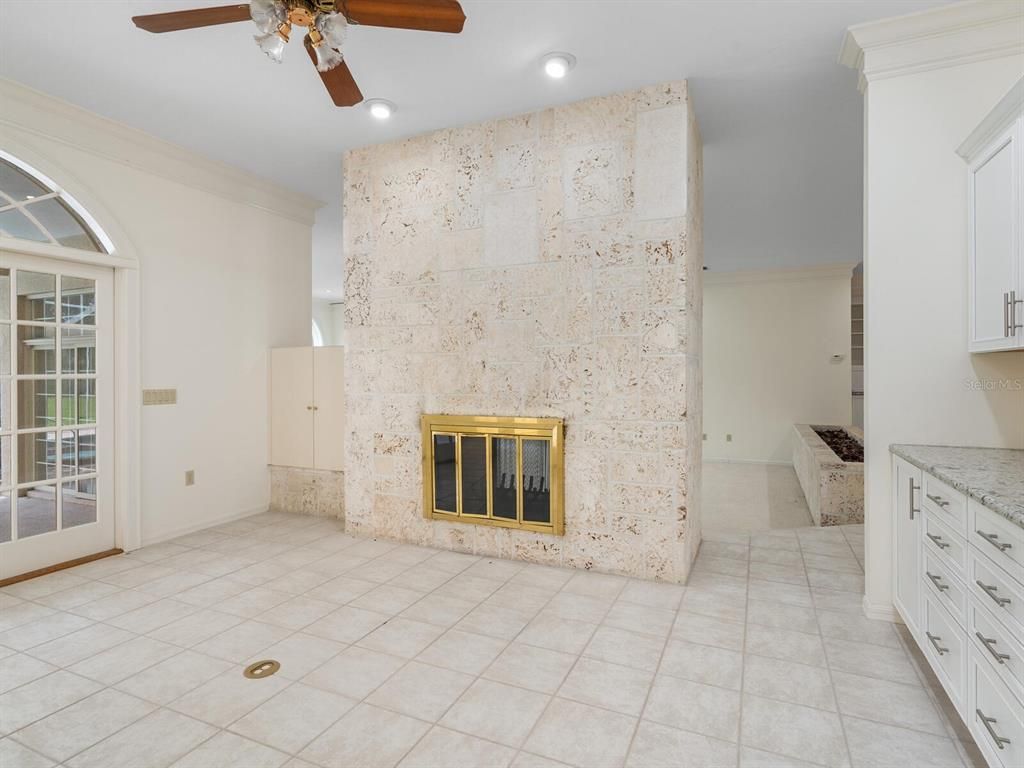 Empty room, Fireplace, Interior, Recessed Lighting