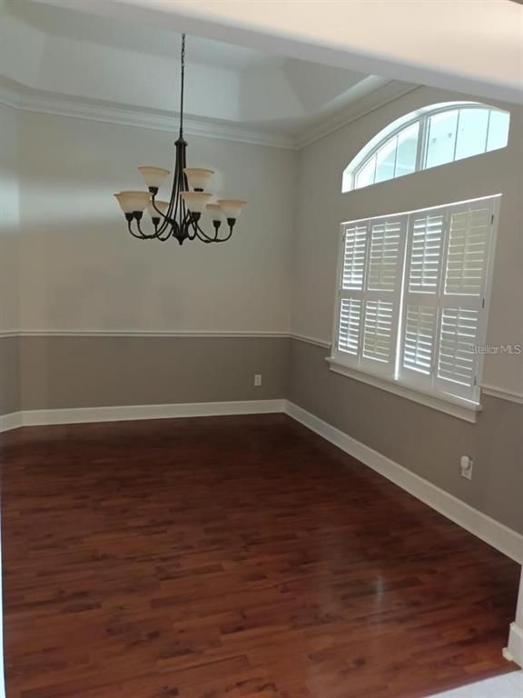 Chandelier, Empty room, Interior, Wood Texture Flooring