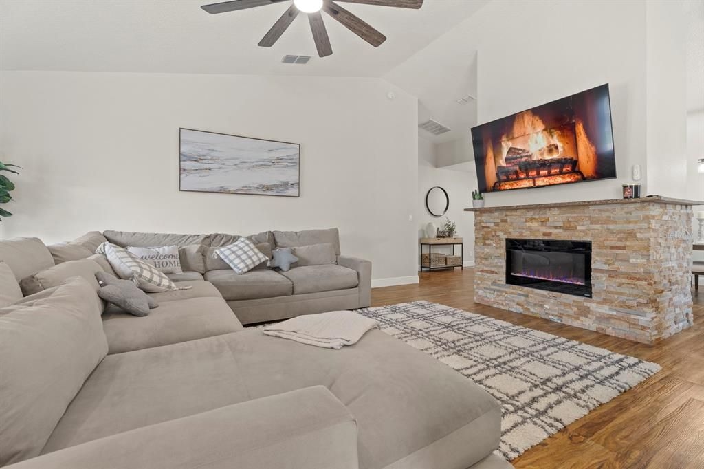 Fireplace, Interior, Living room, Wood Texture Flooring