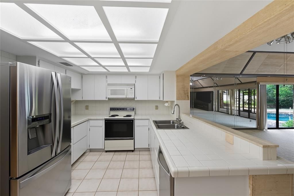 Interior, Kitchen, Stainless Steel Appliances, Tile Countertops