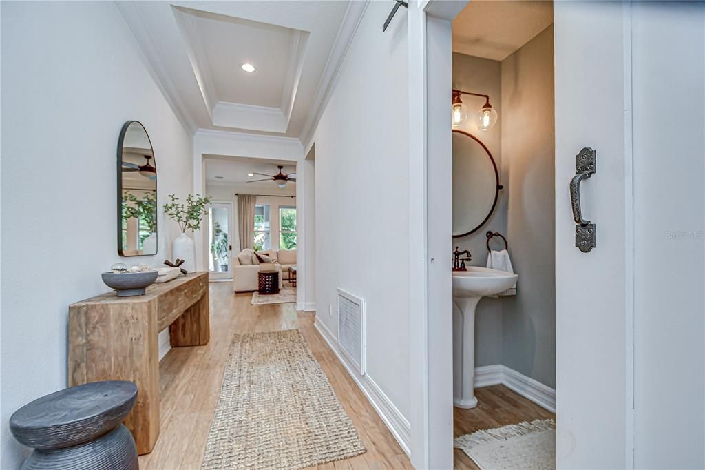 Bathroom, Interior, Recessed Lighting, Wood Texture Flooring