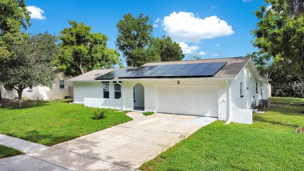 Attached, Backyard, Exterior, Facade, Solar Panels, Ranch