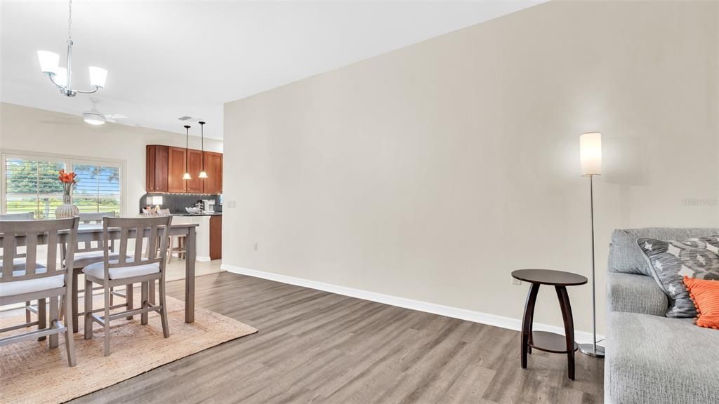 Dining room, Interior, Kitchen, Pendant Lights, Wood Texture Flooring