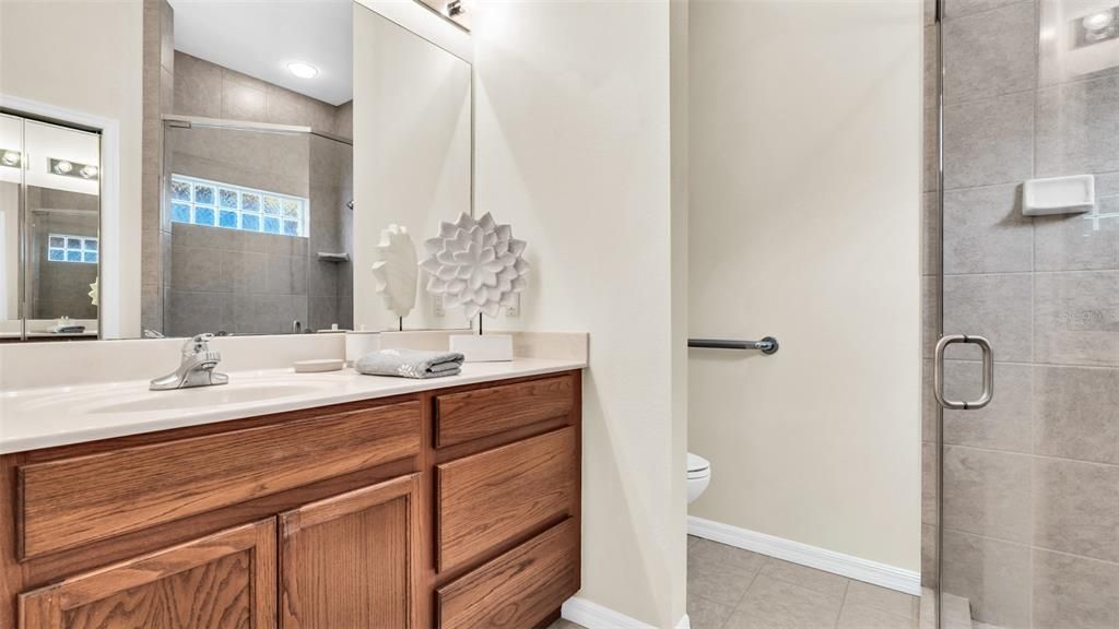 Bathroom, Glass Shower, Interior, Recessed Lighting