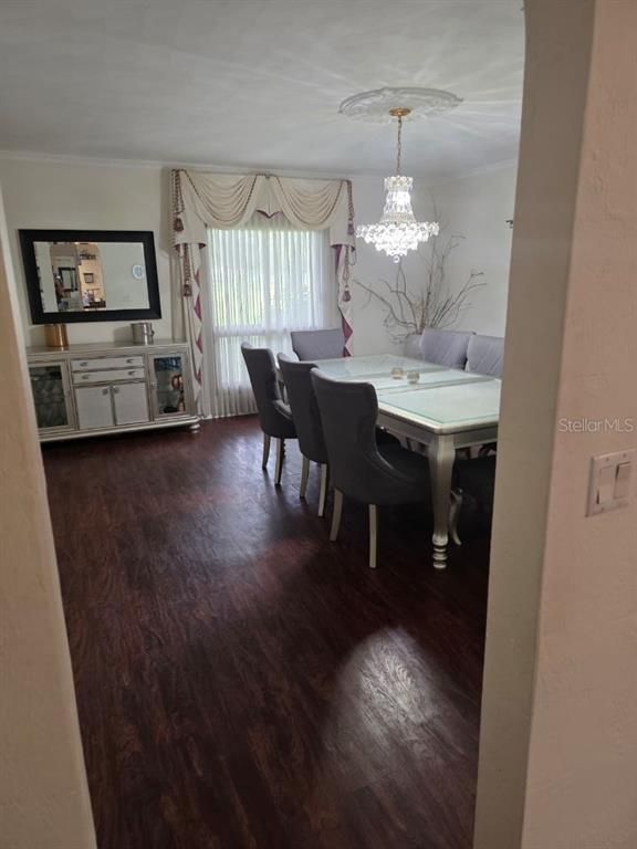 Chandelier, Dining room, Interior, Wood Texture Flooring