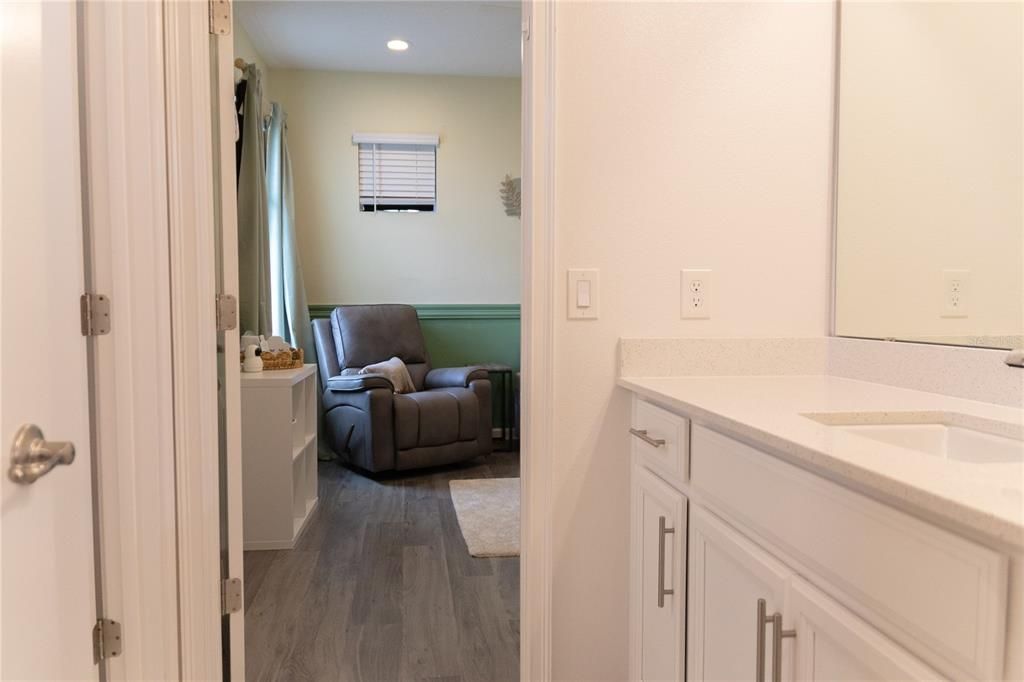 Bathroom, Interior, Recessed Lighting, Wood Texture Flooring