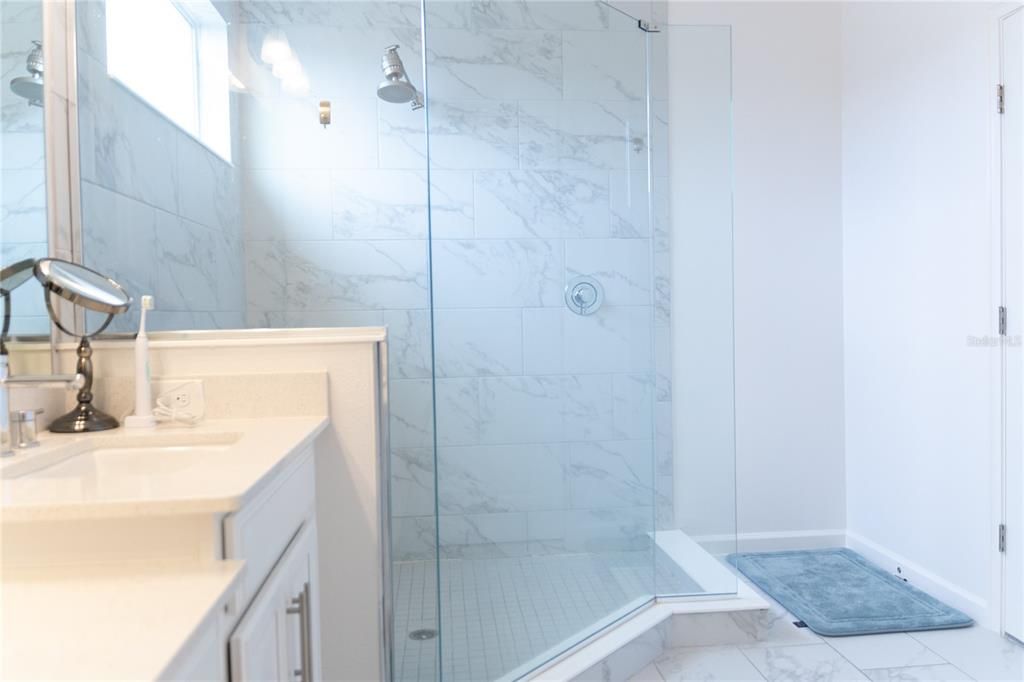 Bathroom, Glass Shower, Interior, Marble, Marble Walls