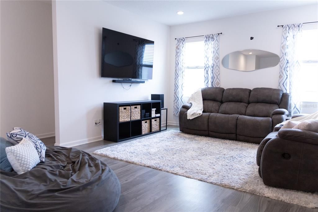 Interior, Living room, Recessed Lighting, Wood Texture Flooring