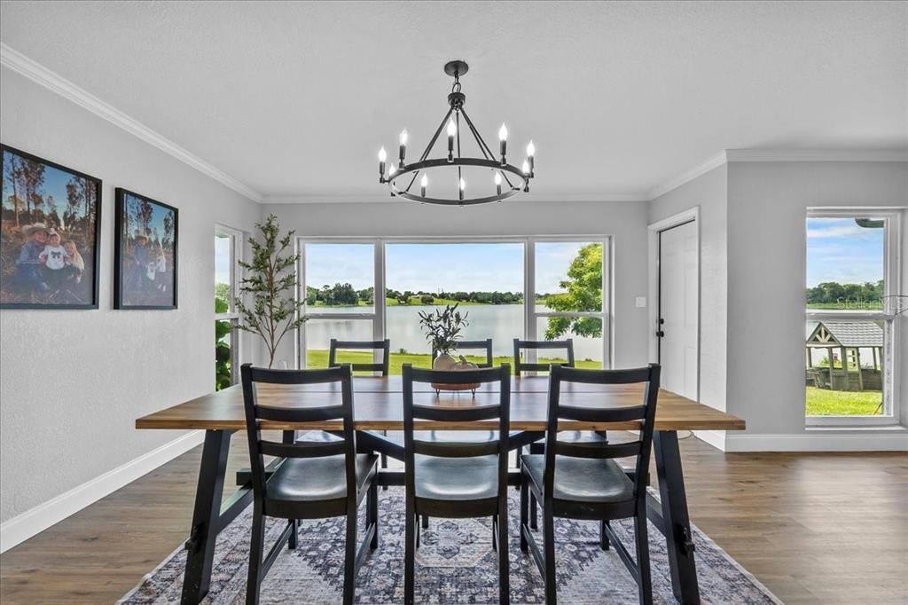 Chandelier, Dining room, Interior, Water, Wood Texture Flooring