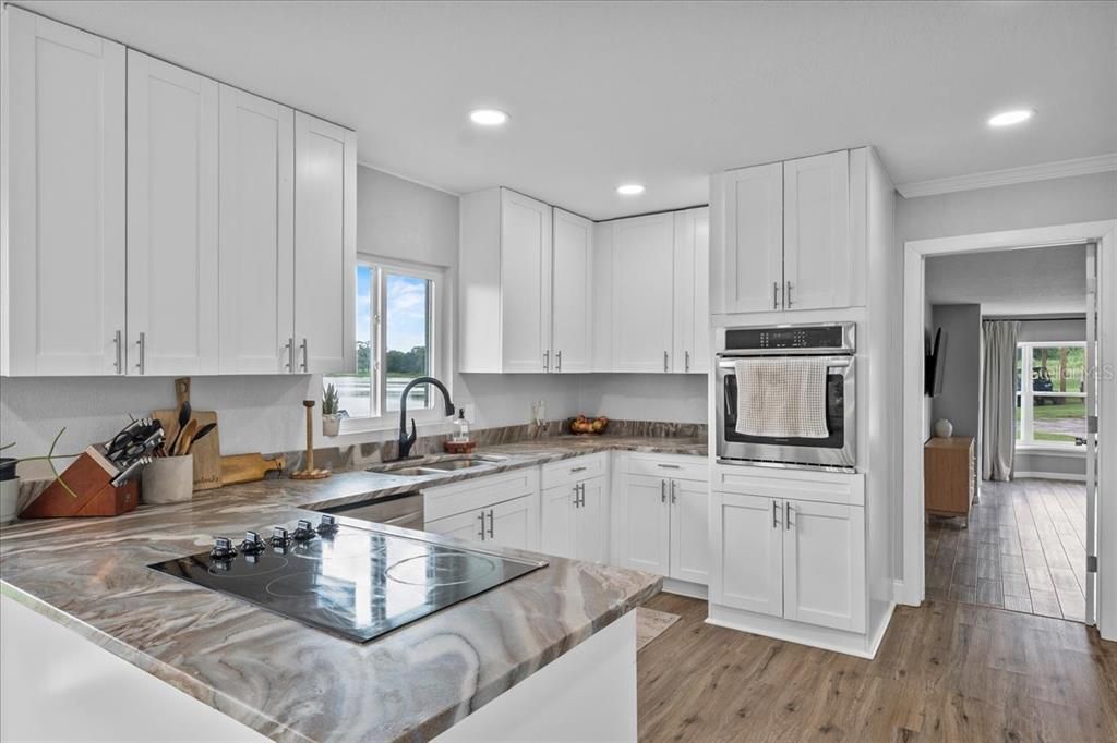 Interior, Kitchen, Recessed Lighting, Wood Texture Flooring